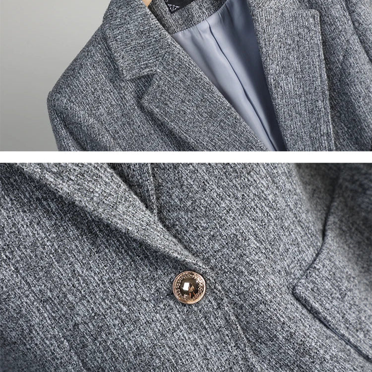 Women’s Textured Single-Button Blazer with Notch Lapel and Patch Pockets