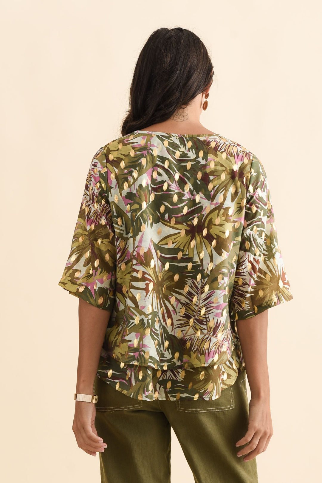 Women’s Tropical Print Layered Top
