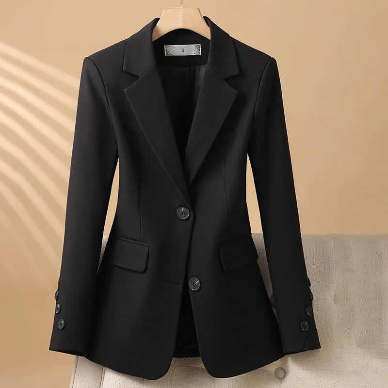 Women’s Two-Button Blazer with Notch Lapel and Flap Pockets