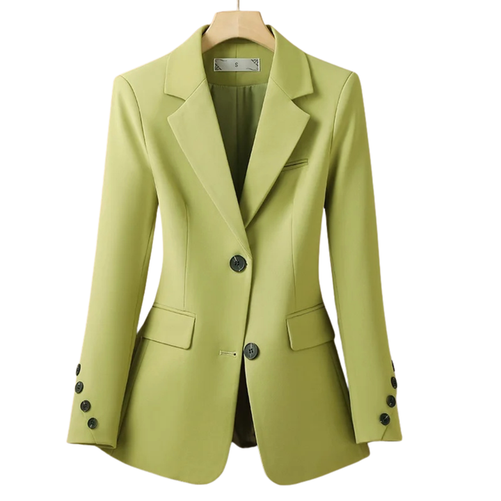Women’s Two-Button Blazer with Notch Lapel and Flap Pockets