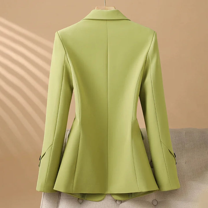 Women’s Two-Button Blazer with Notch Lapel and Flap Pockets