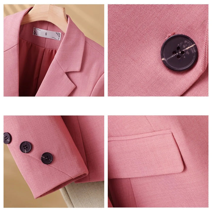 Women’s Two-Button Blazer with Notch Lapel and Flap Pockets