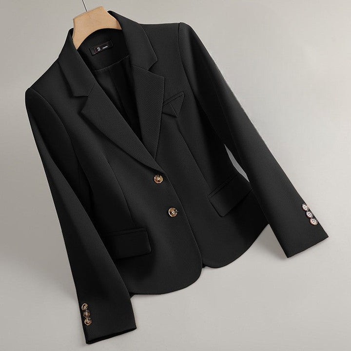 Women's Two-Button Blazer with Notch Lapel and Flap Pockets
