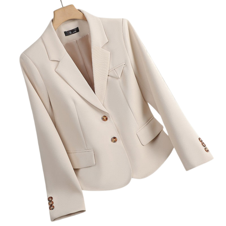 Women's Two-Button Blazer with Notch Lapel and Flap Pockets