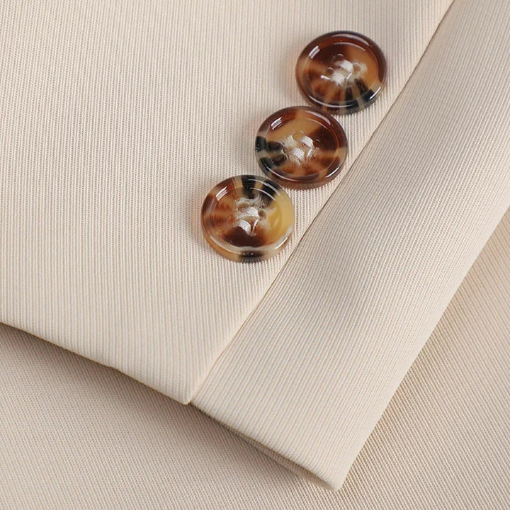 Women's Two-Button Blazer with Notch Lapel and Flap Pockets