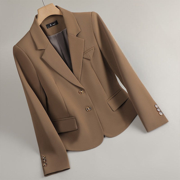 Women's Two-Button Blazer with Notch Lapel and Flap Pockets