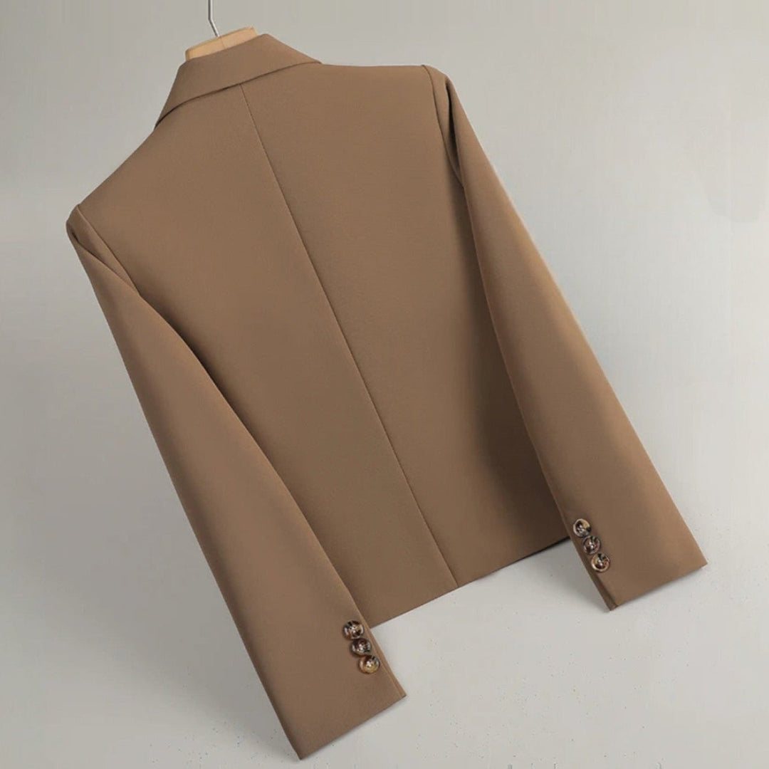 Women's Two-Button Blazer with Notch Lapel and Flap Pockets