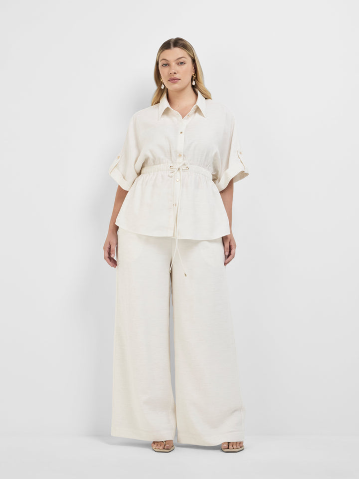 Women’s Wide-Leg Drawstring Waist Pants with Elastic Waistband