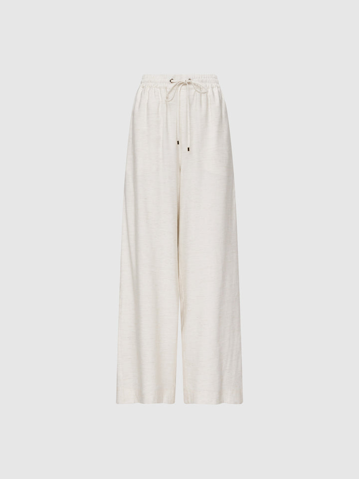Women’s Wide-Leg Drawstring Waist Pants with Elastic Waistband