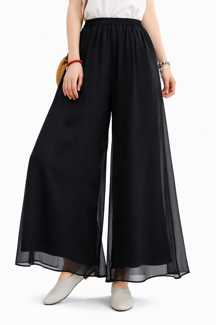Women's Wide-Leg Palazzo Pants with Elastic Waistband
