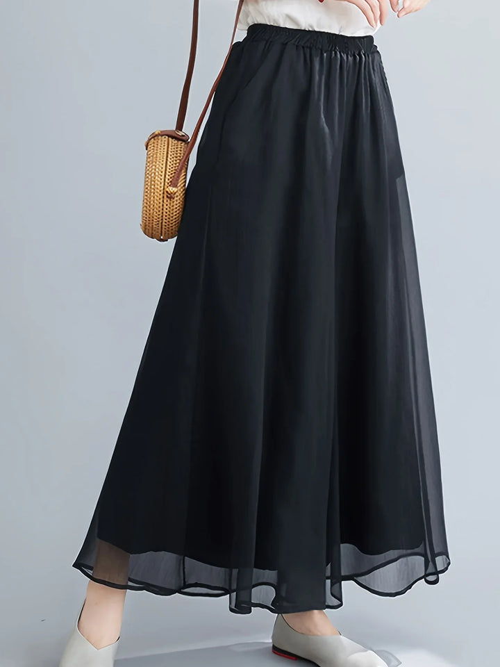 Women's Wide-Leg Palazzo Pants with Elastic Waistband