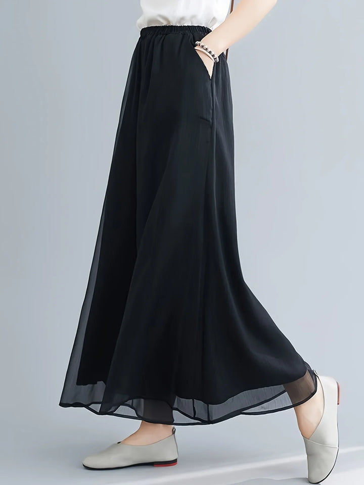 Women's Wide-Leg Palazzo Pants with Elastic Waistband