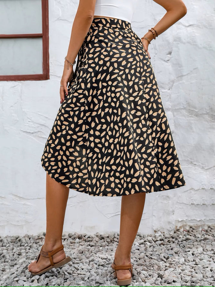 Women’s Wrap Tie Waist Split Front Midi Skirt