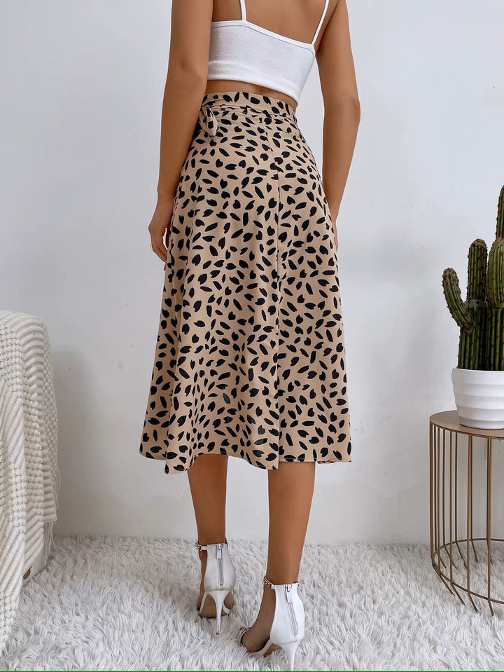 Women’s Wrap Tie Waist Split Front Midi Skirt