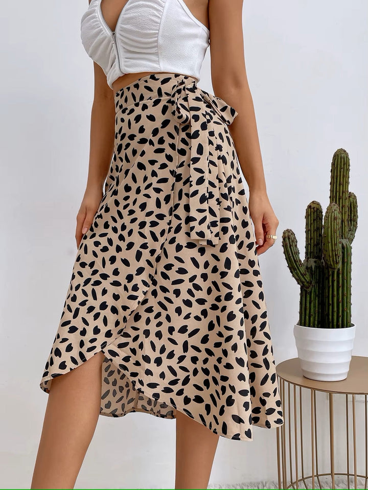 Women’s Wrap Tie Waist Split Front Midi Skirt